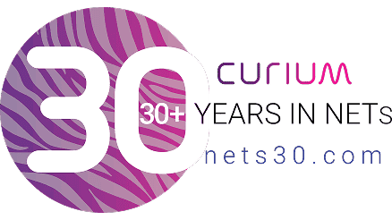 Curium 30+ years in NETs logo.
